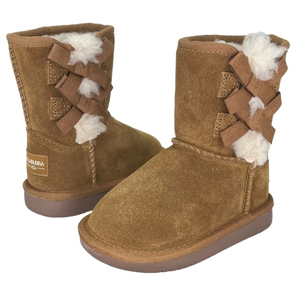 Koolaburra UGG Toddler’s 6 Victoria Short Boot Tan Suede Leather Faux Fur Lining - Picture 7 of 11